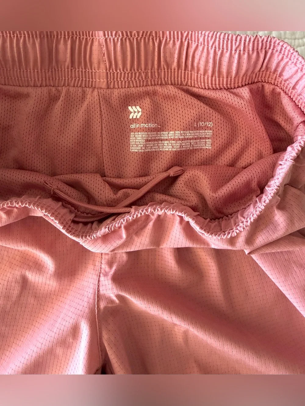 3 PAIRS All In Motion + Old Navy Boys Drawstring Shorts - Pink, Tan, Blue - Sz L